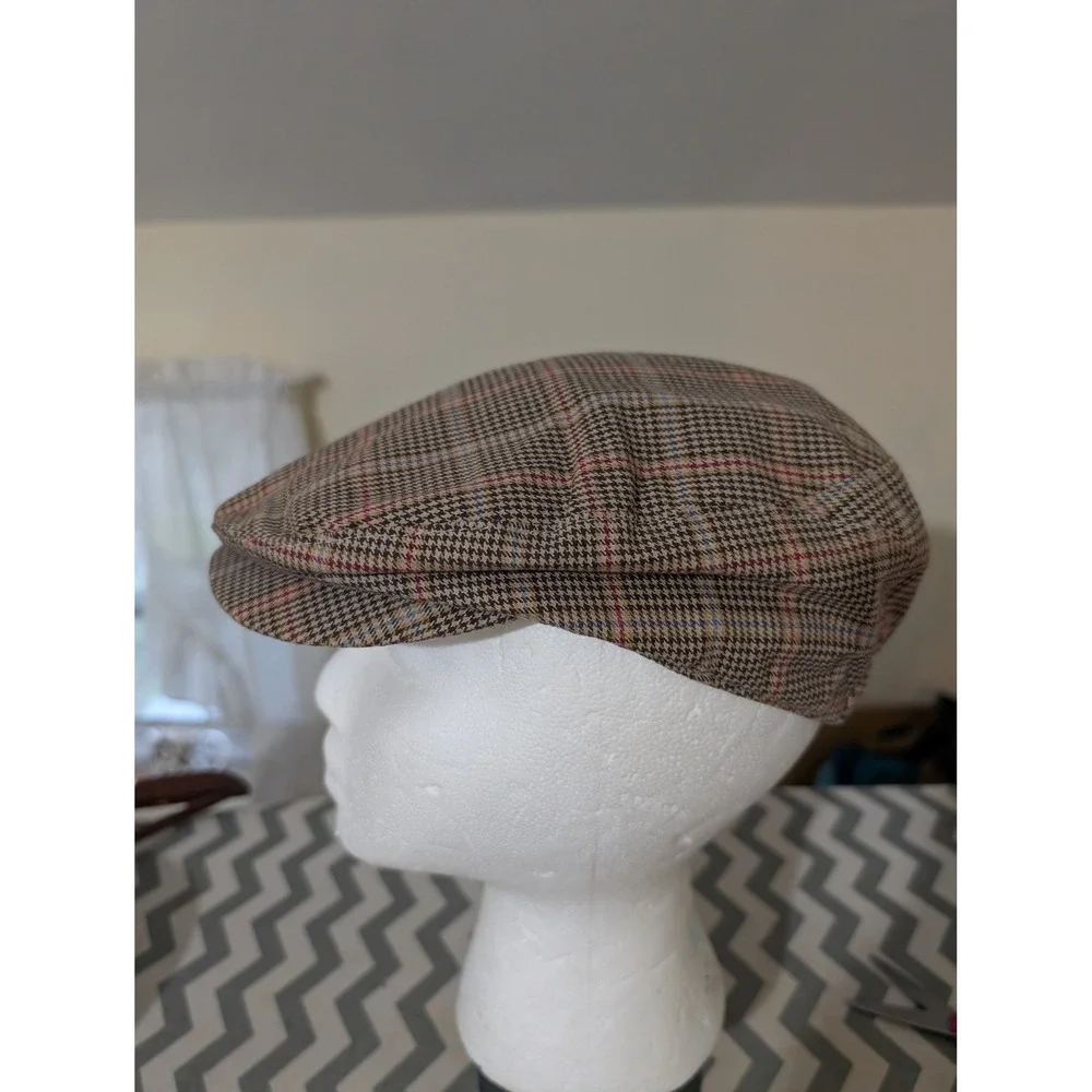 Osh Kosh Big Boy M Brown Glen Plaid Cotton Flat Cap Driving Newsboy Hat